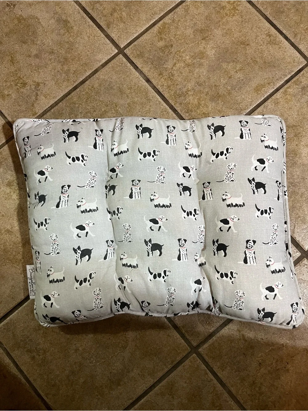 Bunglo & Bones Dog Bed Pillow Gray Dog Print Pet Cushion